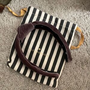 Lele Sadoughi Velvet Knotted Silver Berry Headband NEW.